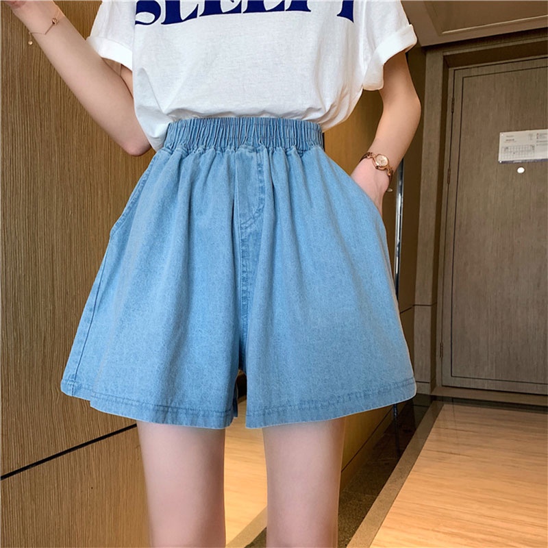 Quần short XINLANYASHE lưng cao ống rộng phong cách thời trang Hàn Quốc