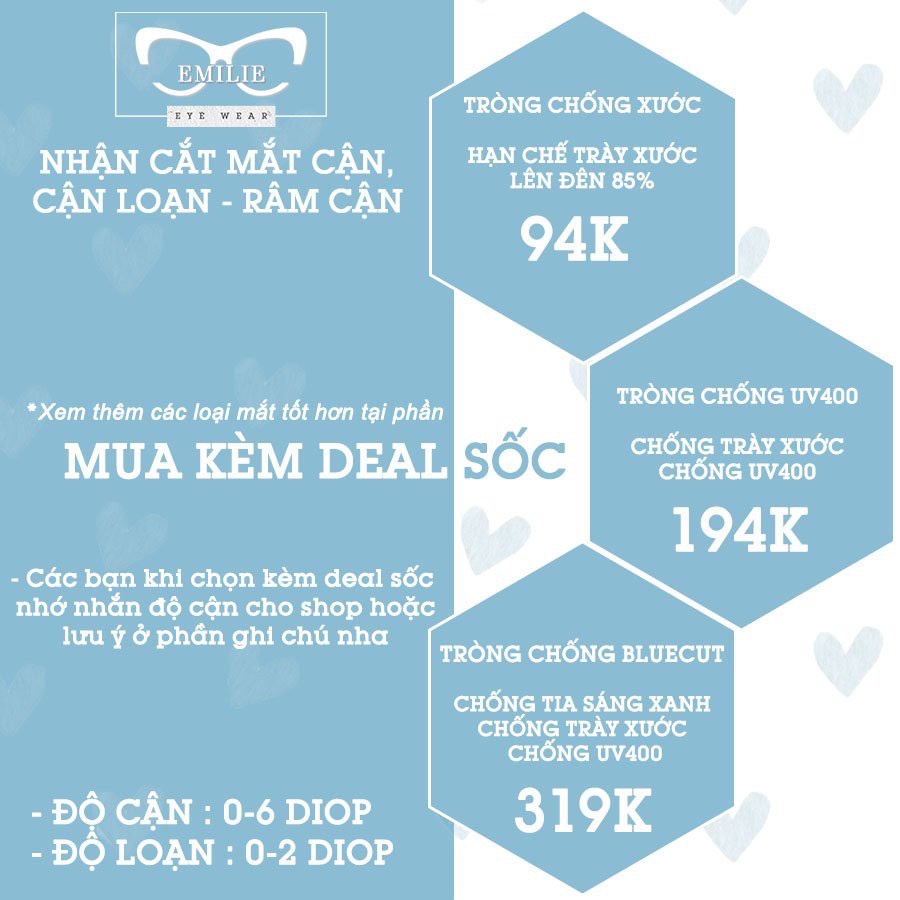 Gọng kính nữ nhựa dẻo cốt kim loại siêu chắc chắn Emilie eyewear phụ kiện thời trang 8312