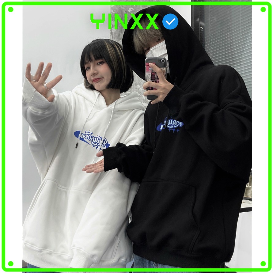 Áo hoodie nam nữ form rộng Yinxx, áo hoddie cặp đôi nỉ bông màu đen - trắng HD11 | BigBuy360 - bigbuy360.vn