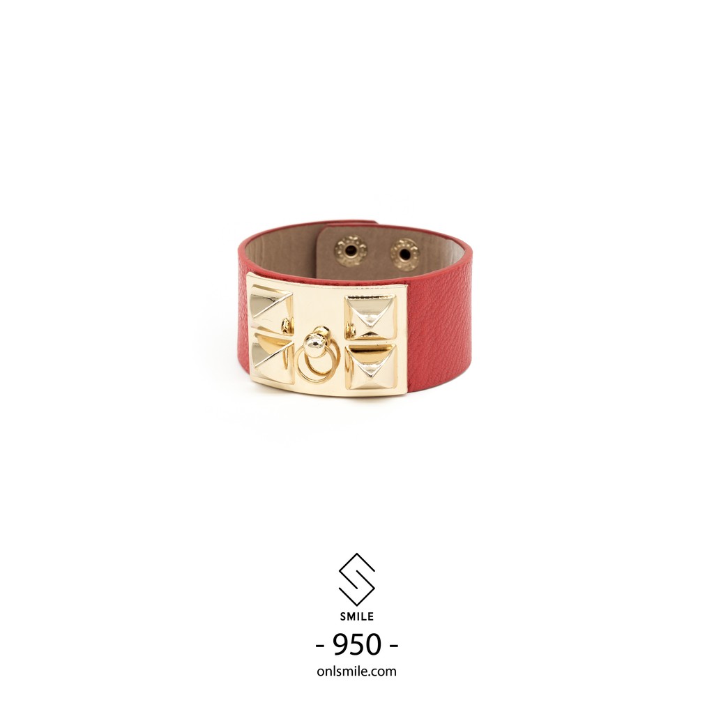 SMILE - Vòng tay da nạm đinh mặt khóa - P532/533/534/950 | BigBuy360 - bigbuy360.vn