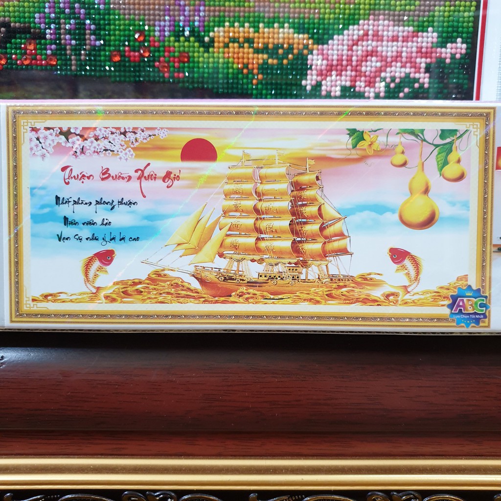 Tranh Đính Đá THUẬN BUỒM XUÔI GIÓ (ĐÁ ABC CAO CẤP). Kích Thước: 1m50 x 65cm