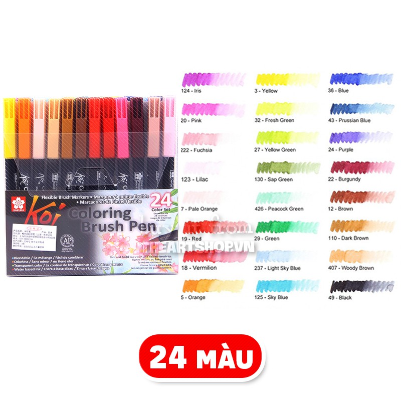 [THEARTSHOP] Bộ bút cọ màu nước SAKURA KOI coloring brush pens 6/12/24/48 màu