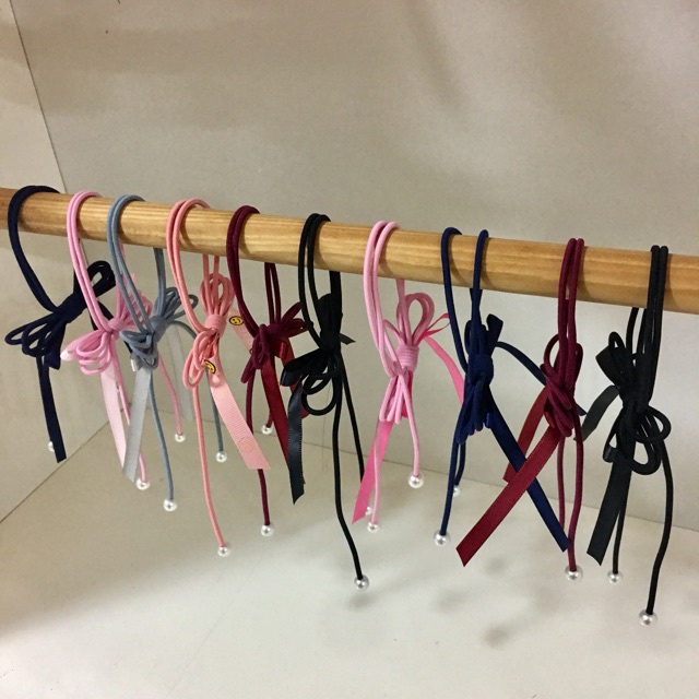 Sỉ 10 buộc tóc ruy băng in chữ smile 27k