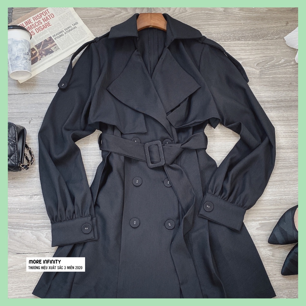 Áo khoác ngoài nữ đen, xám tay chuông thắt đai eo [Thương hiệu MFF.vn] - Hàng thiết kế - AK01