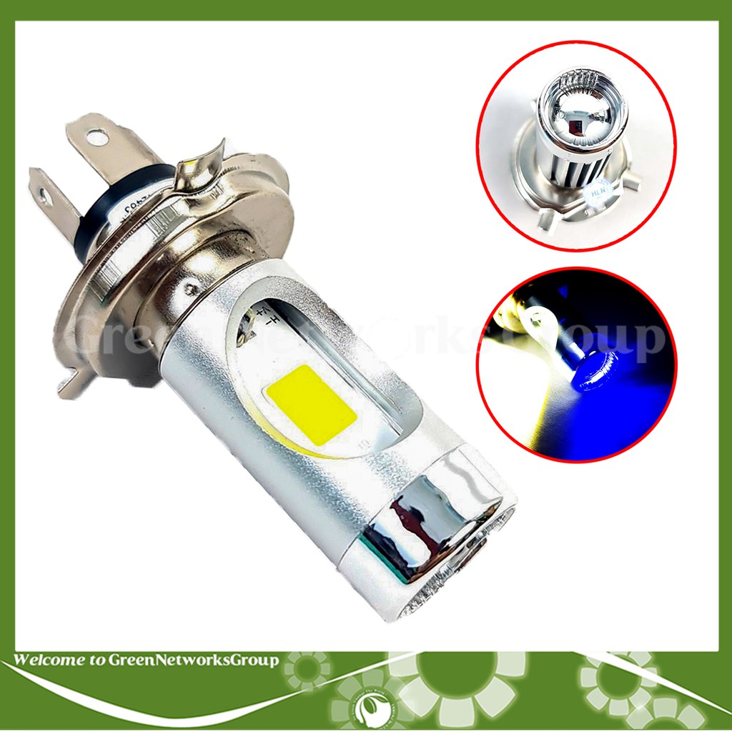 Đèn pha led chân H4 E01D siêu sáng dành cho mô tô, xe máy (Ánh sáng trắng xanh) Greennetworks