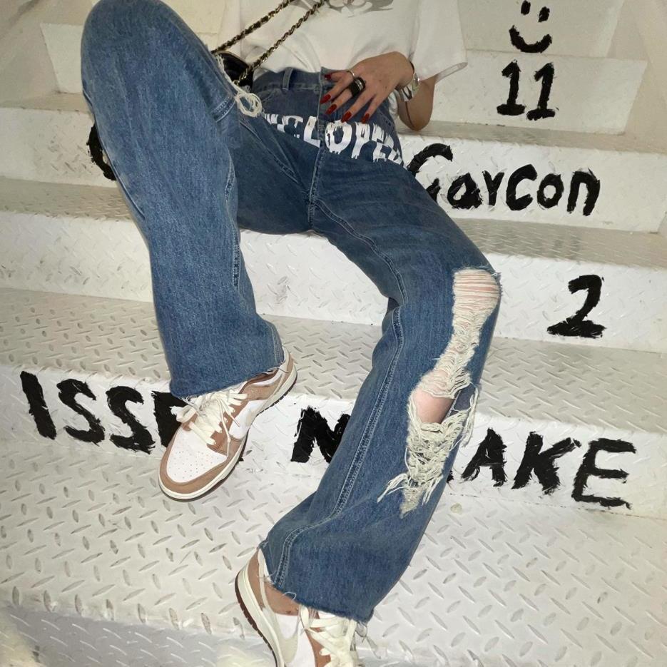 ☍✣◎Quần Jeans Nữ Lưng Cao Dáng Rộng Phong Cách Thời Trang Mới