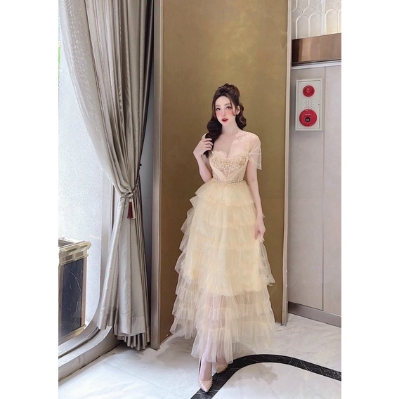 ĐẦM CCONG CHÚA XOÈ TẦNG ĐÍNH CƯỜM FULL SIZE S/M/L/XL