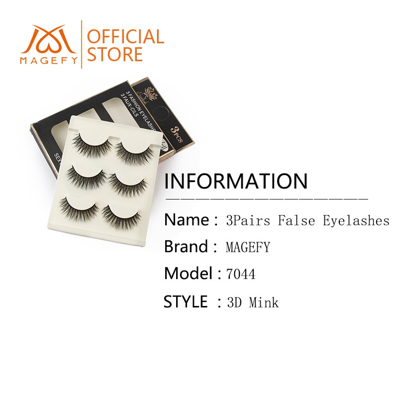 Lông mi giả MAGEFY Natural Mink 3D 3 cặp Có thể tái sử dụng
