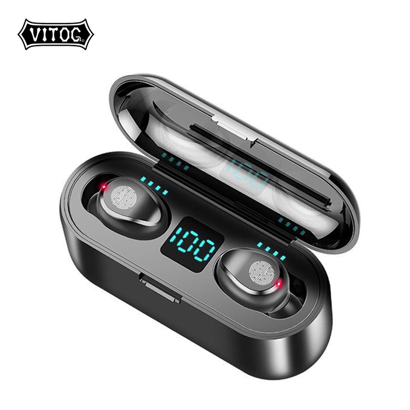 Tai nghe không dây Vitog F9 Bluetooth màn hình hiển thị LED TWS tích hợp thumbnail