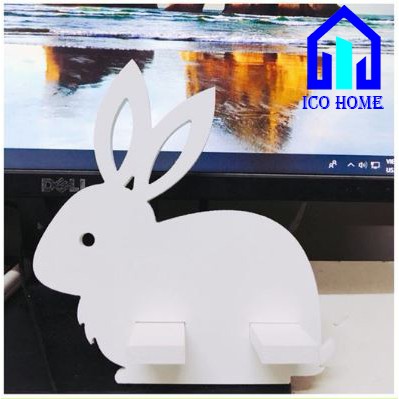 Kệ đỡ điện thoại bằng gỗ CNC cao cấp hình con thỏ