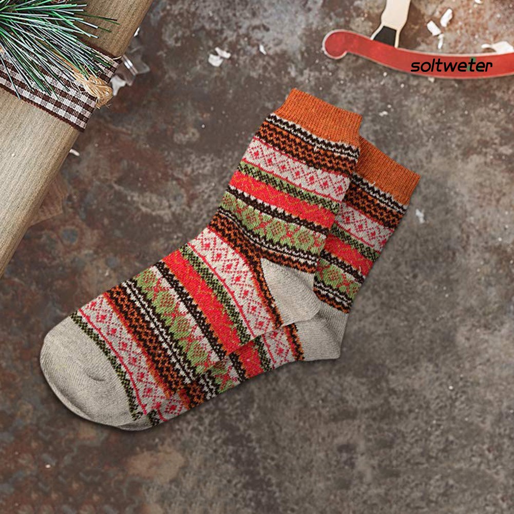 Set 6 Đôi Vớ Len Dày Họa Tiết Sọc Thời Trang Cho Nữ