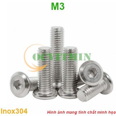 MM3I# - Ốc Lục Giác Đầu Dẹt Tròn M3 Inox 304 Hơi Hút Nam Châm