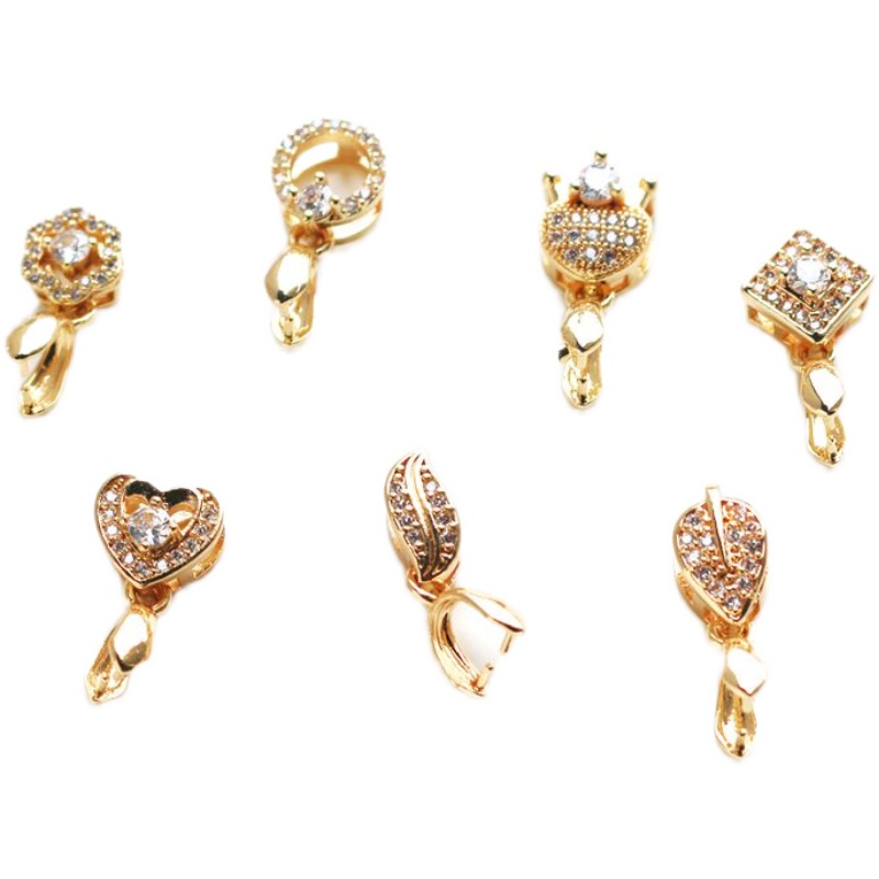 Khóa Cài Đầu Tròn Đính Đá Zircon 14k Màu Sắc DIY Có Khóa Kẹp Kết Nối Trang Sức