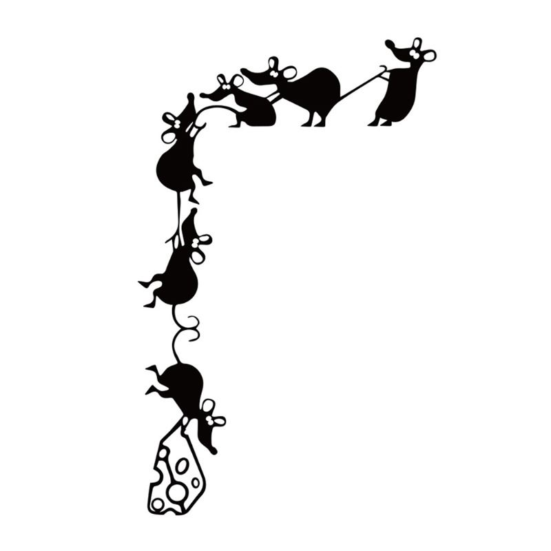 Sticker Dán Tường Trang Trí Hình Chú Chuột Nhỏ Đáng Yêu