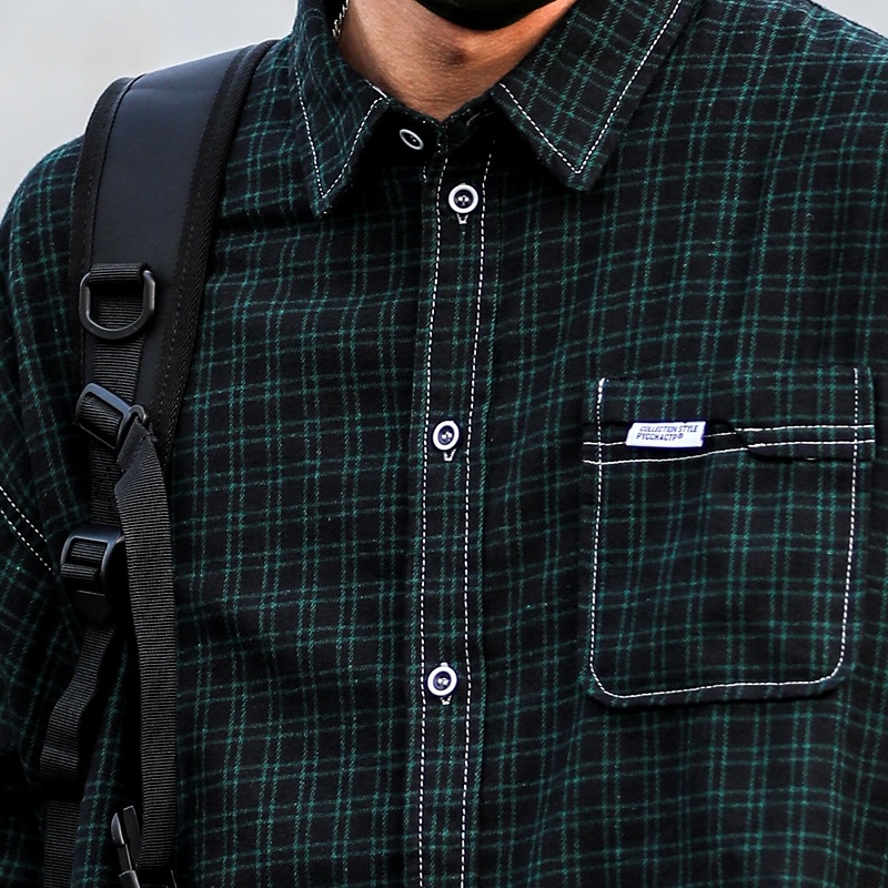 Áo Sơ Mi Retro Kẻ Nhỏ Chỉ Nổi