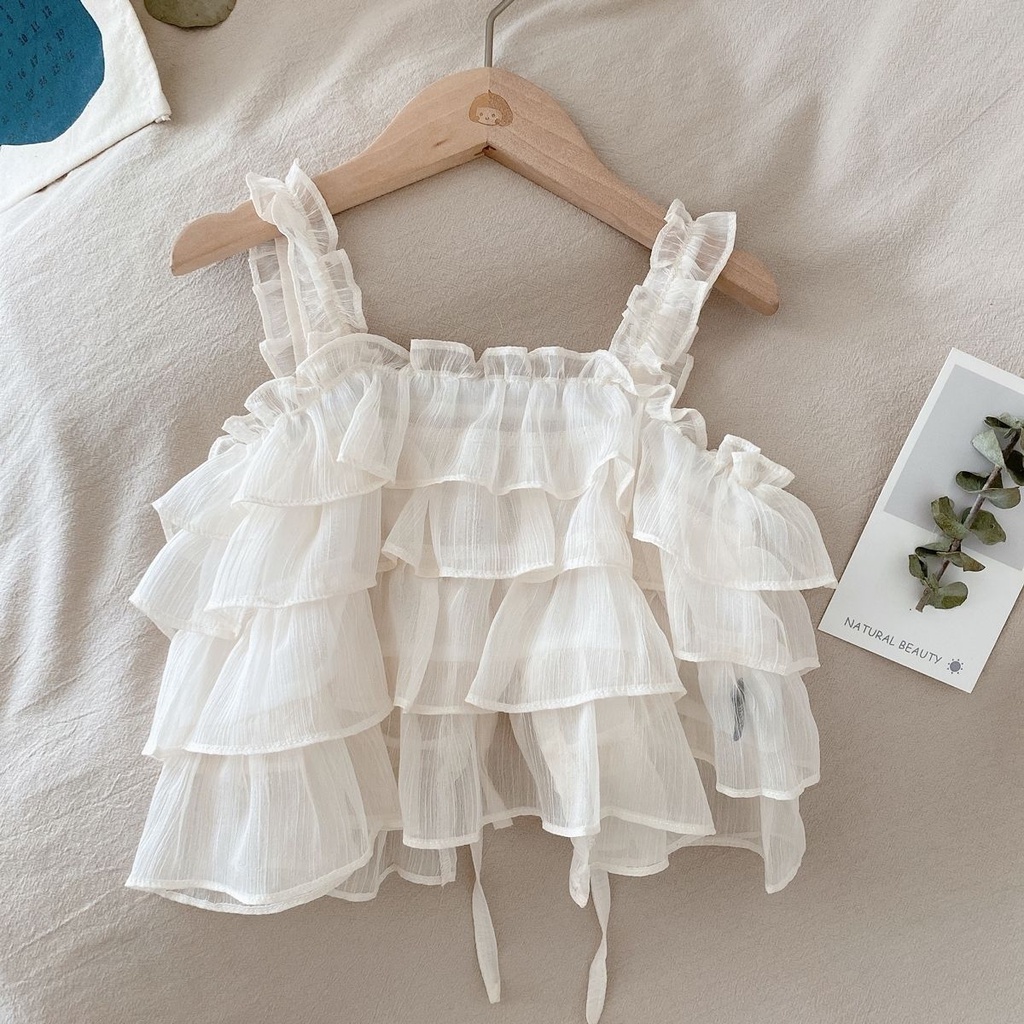 Bộ Áo Voan Không Tay + Quần Short Thời Trang Mùa Hè Hàn Quốc Mới 2022 Dành Cho Bé Gái