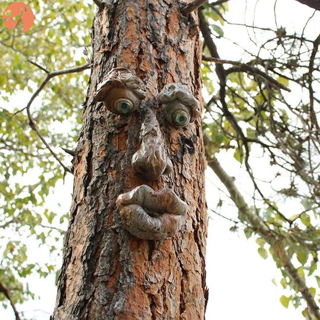 Bark Ghost Face Facial Features Decoration Easter Old Man Tree Hugger Tree Face Decor Outdoor Whimsical Sculpture Garden Peeker Easter Creative Props Yard Art Decoration Funny CR