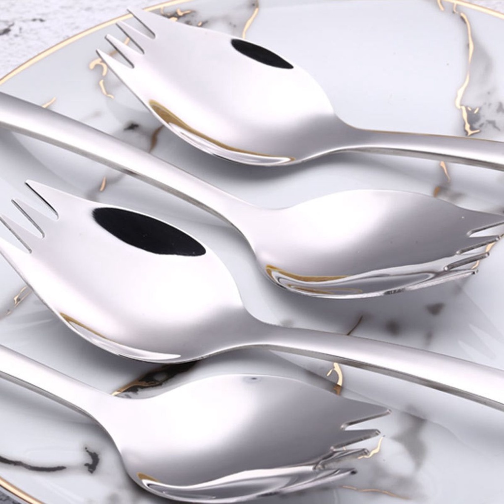 BERNARDO Travel Salad Forks Fruit Dessert Spoons Spork Long Handle Ice Cream Picnic Stainless Steel Dinnerware Camping Flatware