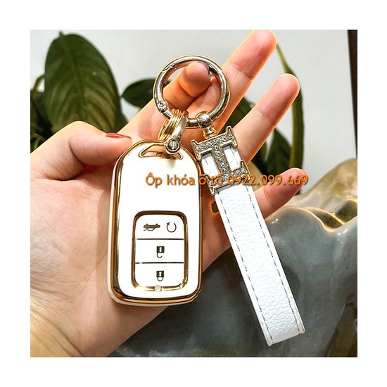 Bao ốp móc Chìa Khóa ô tô Honda Civic CRV HRV BRV City Accord 2014 to 2020 - mẫu 3 nut hold cốp