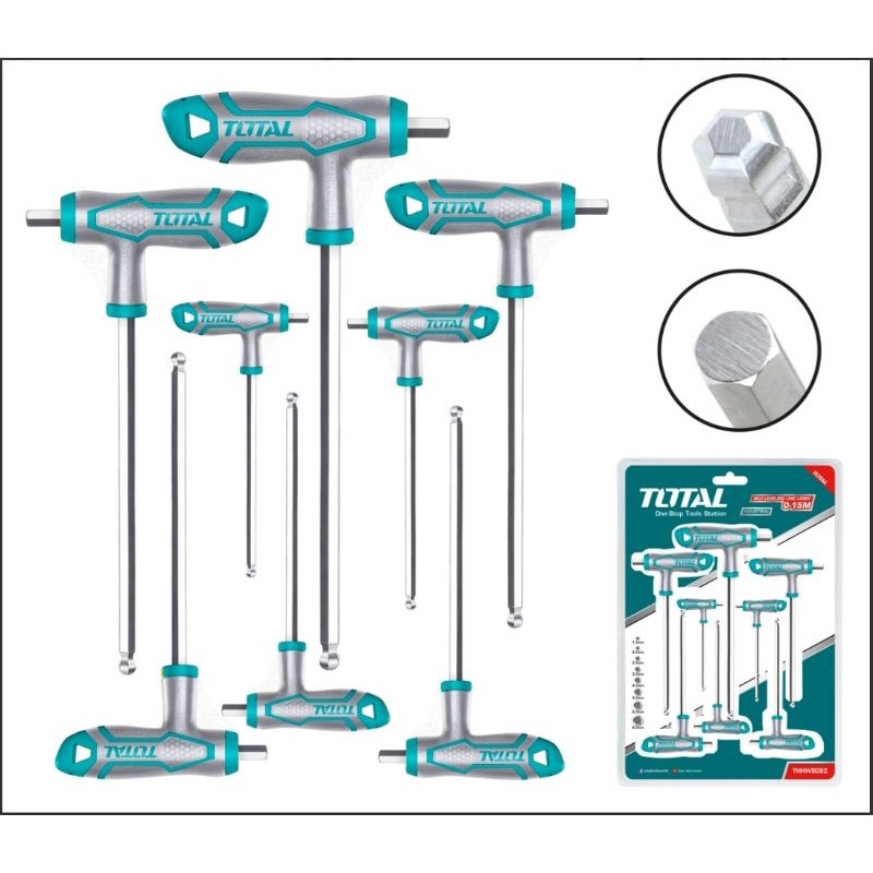2-10mm Bộ lục giác 2 đầu chữ T 8 chi tiết Total THHW80826