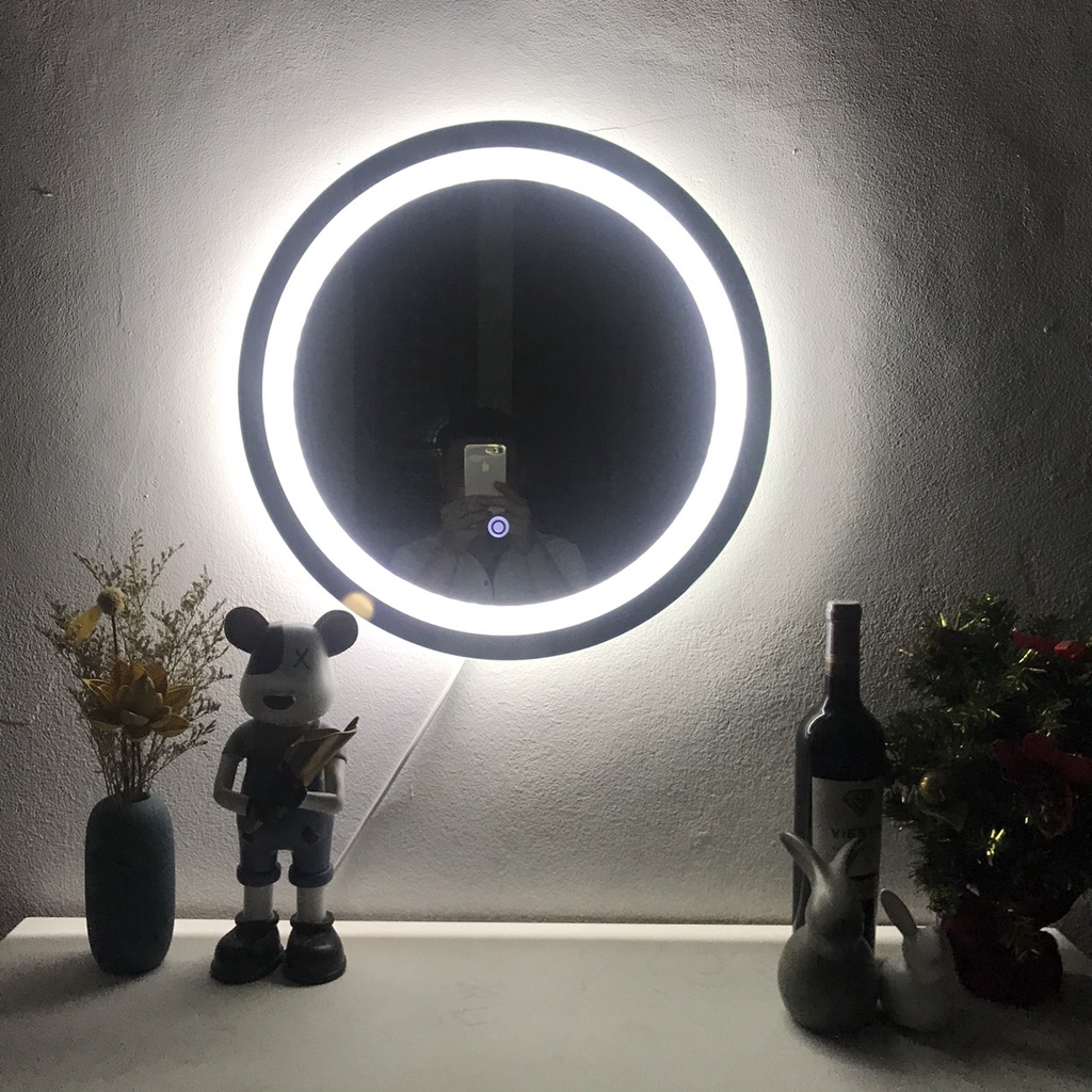 Gương Tròn Led Phun Viền Cát - Đường Kính 50cm [Đủ Phụ Kiện]