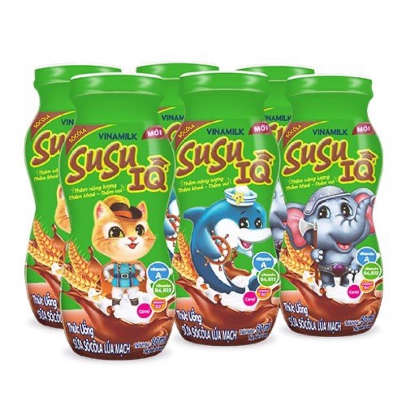 [CHỈ NHẬN GIAO HÀNG HOẢ TỐC NOWSHIP] LỐC 6 CHAI SỮA SUSU 80ML HƯƠNG CAM/ DÂU/ TÁO NHO/ SOCOLA