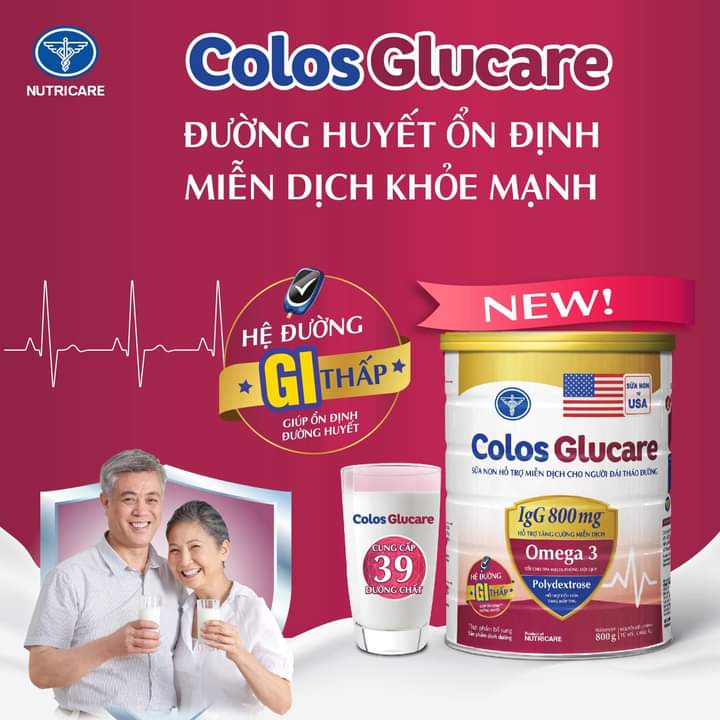 Lon Sữa Bột Dinh Dưỡng Colos Glucare Nutricare 800gr Hỗ Trợ Tăng Hệ Miễn Dịch Cho Người đá tháo đường