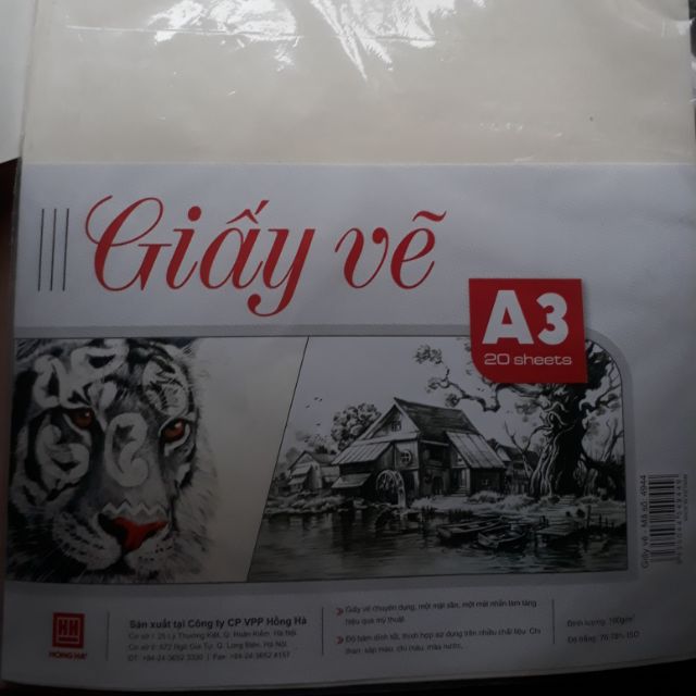 Giấy vẽ Hồng Hà khổ a3
