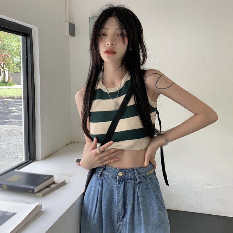 Áo Tank Top Dệt Kim Sát Nách Form Ôm Phong Cách Hàn Quốc