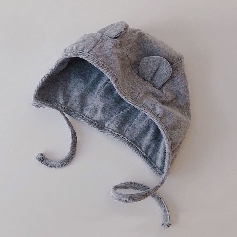 Mũ beanie giữ ấm màu trơn hình tai gấu dễ thương cho bé