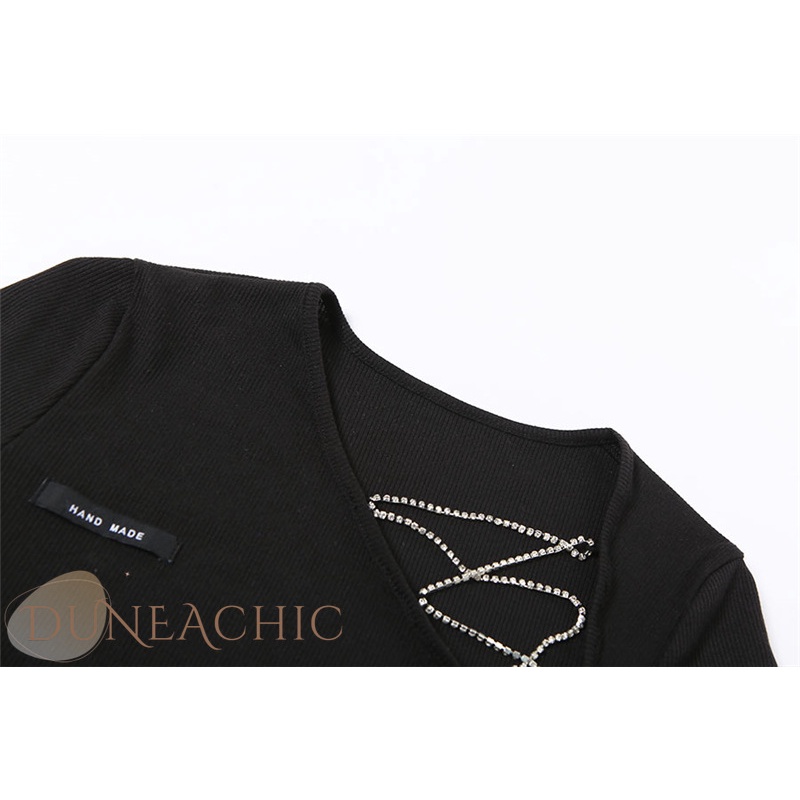Bộ Áo Liền Quần Tay Ngắn Dáng Ôm Phối Dây Xích Quyến Rũ Cá Tính Cho Nữ | BigBuy360 - bigbuy360.vn