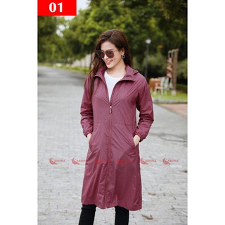 BÁN SỈ Áo gió nữ vân xước dáng dài 2 lớp Cardina THỜI TRANG CHÍNH HÃNG Nhật Bản