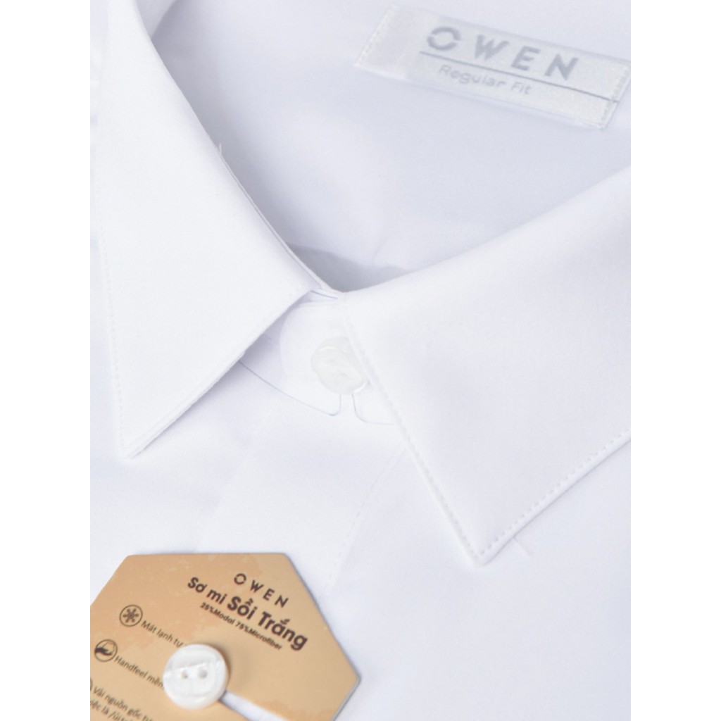 Áo Sơ Mi Trắng Nam Ngắn Tay Owen AR22752N2 Màu Trắng Trơn Kiểu Dáng Regular Fit Chất Liệu Sợi Sồi Chống Nhăn Bền Màu | BigBuy360 - bigbuy360.vn