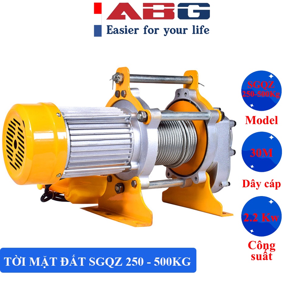 Tời mặt đất nhanh ABG SGQZ 250 - 500KG công suất lên tới 2.2KW, tăng năng suất làm việc, tiết kiệm thời gian