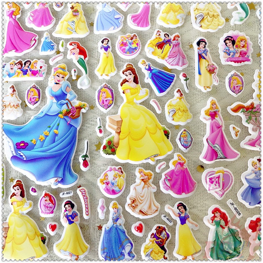 ❀ Hình Dán Phần Thưởng Công Chúa Disney Q-1 Tự Làm ❀ 1 Miếng Dán Bong Bóng 3D Bằng PVC Chống Nước