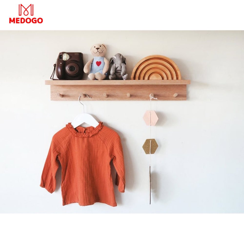 Móc MEDOGO Treo Áo Khoác, Khăn, Đồ Dùng Gắn Tường Bằng Gỗ Thông,cải tiến có gờ