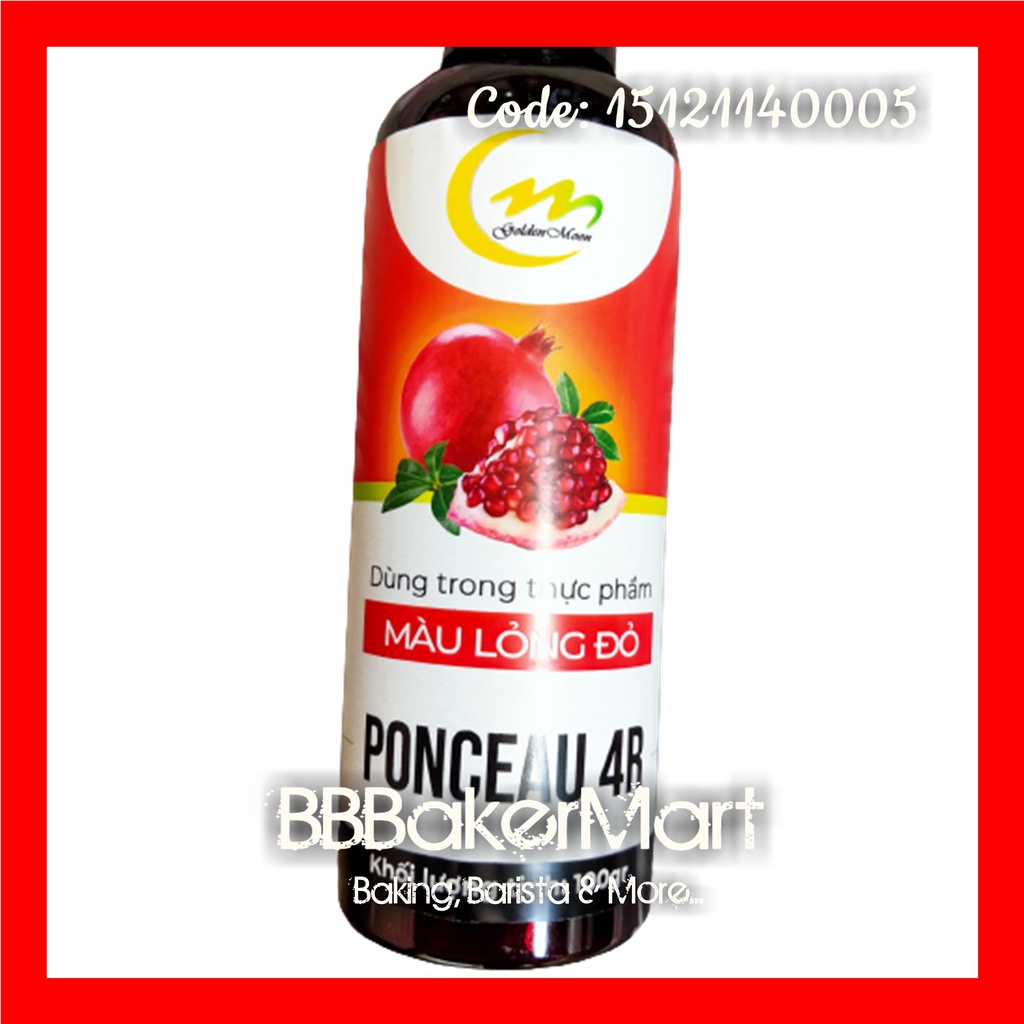 Màu nước thực phẩm ĐỎ PONCEAU - Chai 100gr