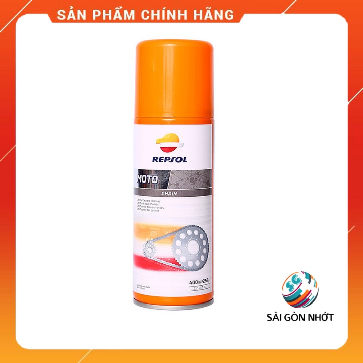 Chai xịt dưỡng, bôi trơn sên Repsol Moto Chain Lube 400ml - nhập khẩu chính hãng Tây Ban Nha