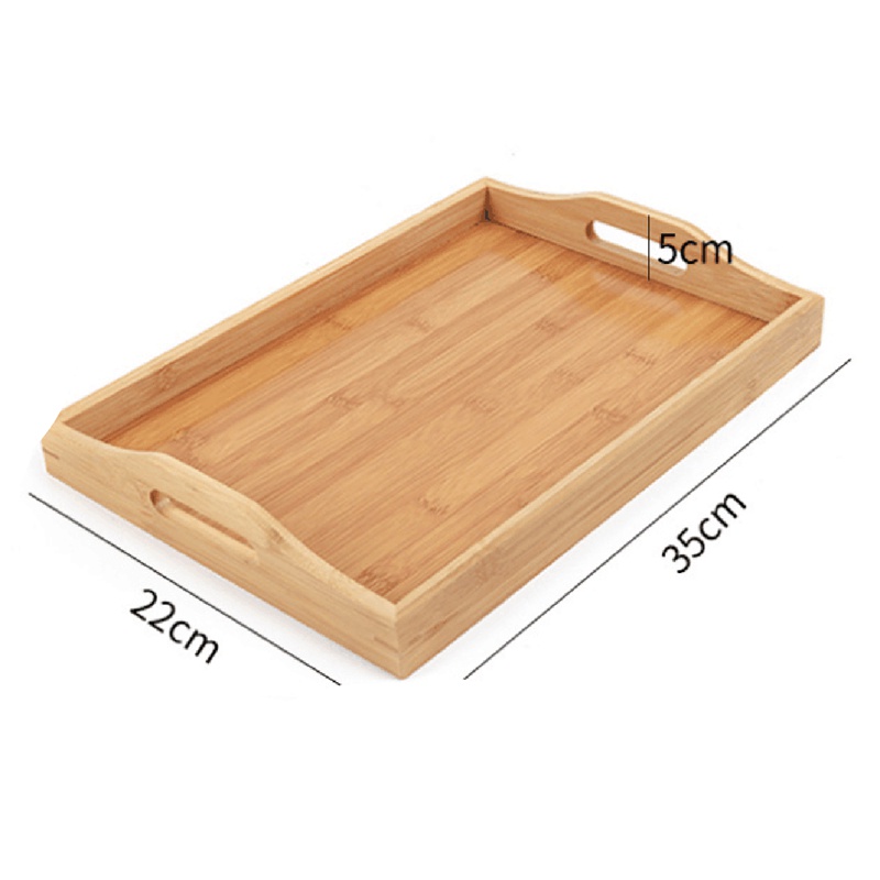 Khay Phục Vụ Thức Ăn Bằng Gỗ Có Tay Cầm Tiện Lợi
