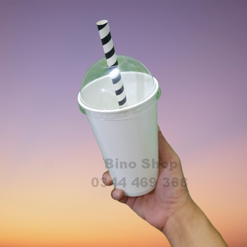 Ly Giấy Lớn Trà Sữa 550ml Nắp Cầu - 10 Cái
