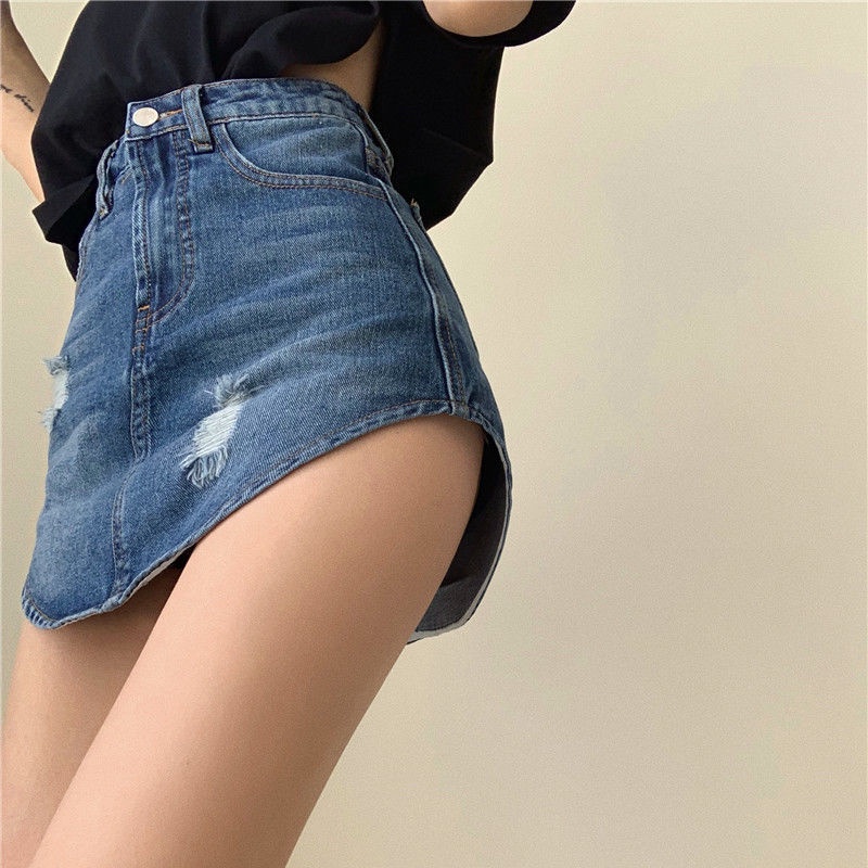 Jiashucheng Chân Váy Denim Ngắn Lưng Cao Ôm Dáng Gợi Cảm Phong Cách Mới Mùa Hè Cho Nữ
