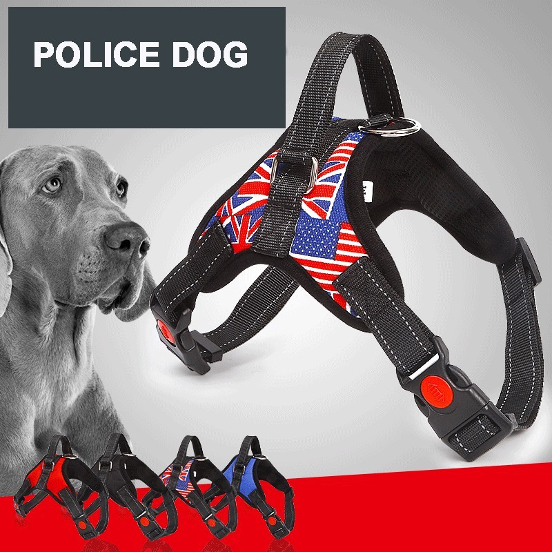 Dây kèm Yếm dắt chó lớn Police Dog đi dạo hàng cao cấp -YEUPET