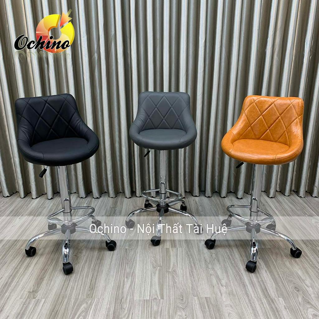 Ghế Chụp Hình, Ghê Quầy Lễ Tân Chân Bánh Xe Tùy Chỉnh Độ Cao Từ 65-85Cm Mẫu Nỉ Da Sang Chảnh (Ảnh Thật Và Video)