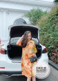 Bigsize Đầm sơ mi hoạ tiết D111
