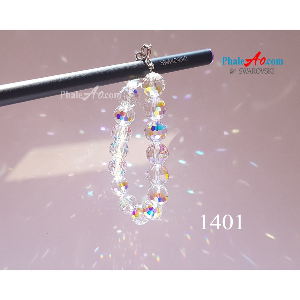 Vòng tay pha lê Swarovski crystal bead tròn nhuyễn 5003, 10ly, khóa bạc 925