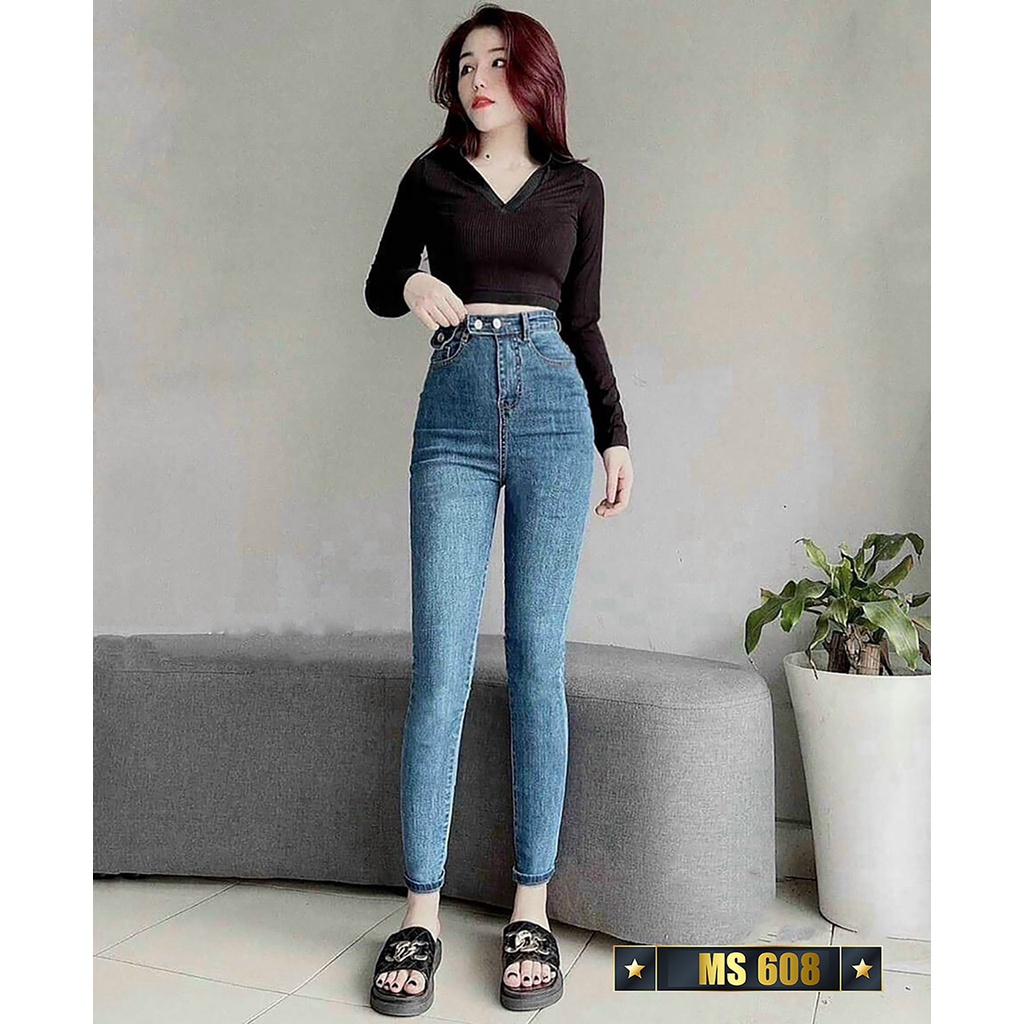 Quần jean nữ trơn siêu hot -chất denim cao cấp hack dáng siêu cao NNH8888 cao cấp NNH74