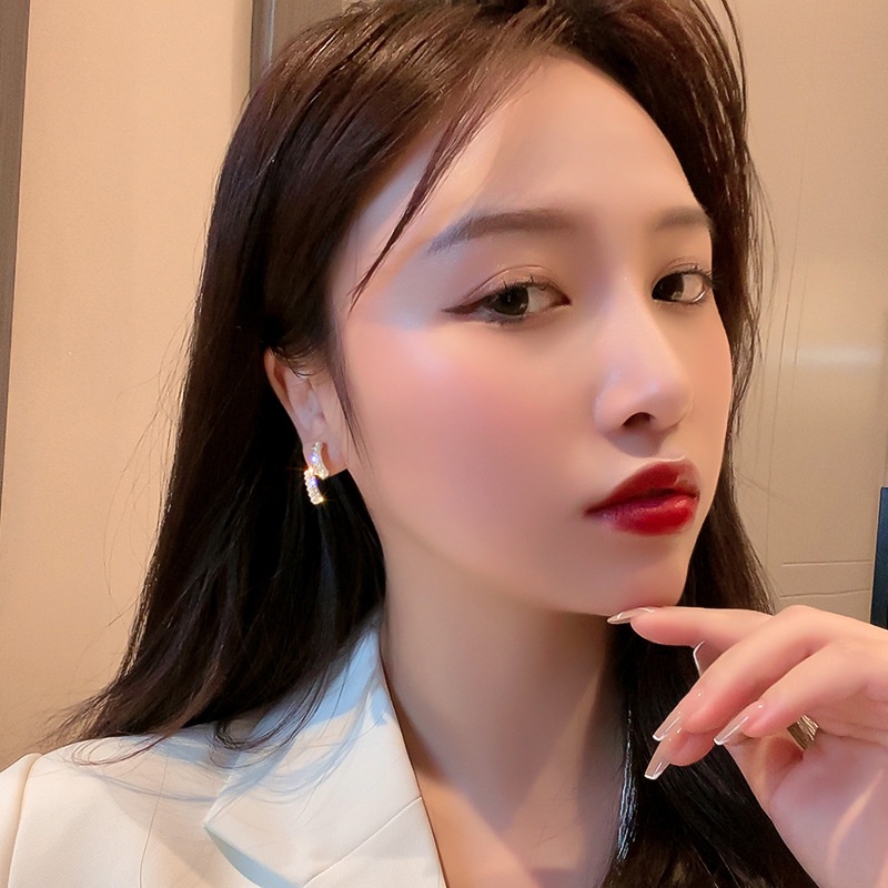 Khuyên tai bạc 925 đính ngọc trai nhân tạo phong cách Hàn Quốc 2021 cho nữ