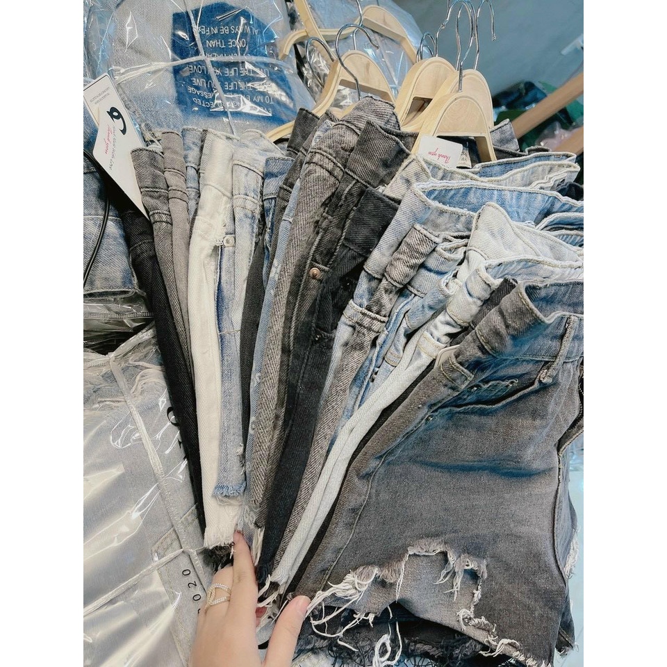 Quần short bò nữ rách - quần shorts jeans nữ rách Denim thiết kế sooc rách cá tính phong cách Hàn Quốc