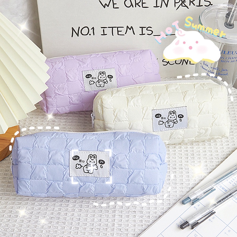 Túi Đựng Bút Chì / Mỹ Phẩm Bằng Vải Cỡ Lớn Họa Tiết Gấu Dễ Thương