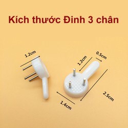 20 Đinh Ghim Tường 3 Chân Treo Khung Tranh Đồng Hồ Móc Treo Đồ Dưới 2Kg Không Cần Khoan Tường Frame Picture Hanger